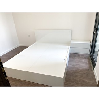 Giường ngủ trắng gỗ mdf có ngăn kéo - hỗ trợ lắp đặt hà nội