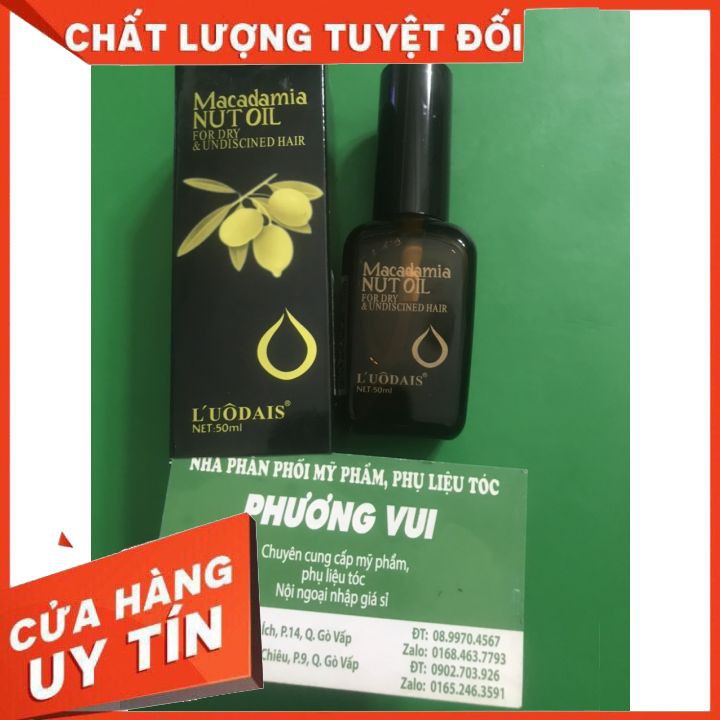 [chính hãng] tinh dầu bóng tóc MACADAMIA serum dưỡng tóc uốn Luodais NUT OIL 50ML  dưỡng mềm mượt không bết dính