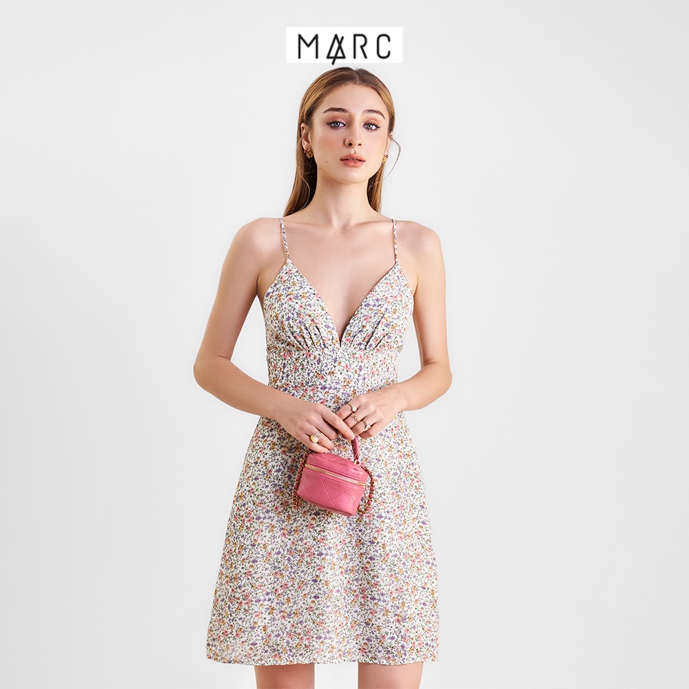 Đầm 2 dây nữ MARC FASHION mini họa tiết hoa cổ V FAVH0320 | BigBuy360 - bigbuy360.vn