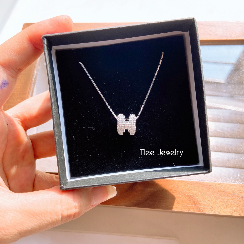 Dây chuyền bạc nữ TLEE mẫu chữ Hờ phồng 3D cao cấp TleeJewelry D0199