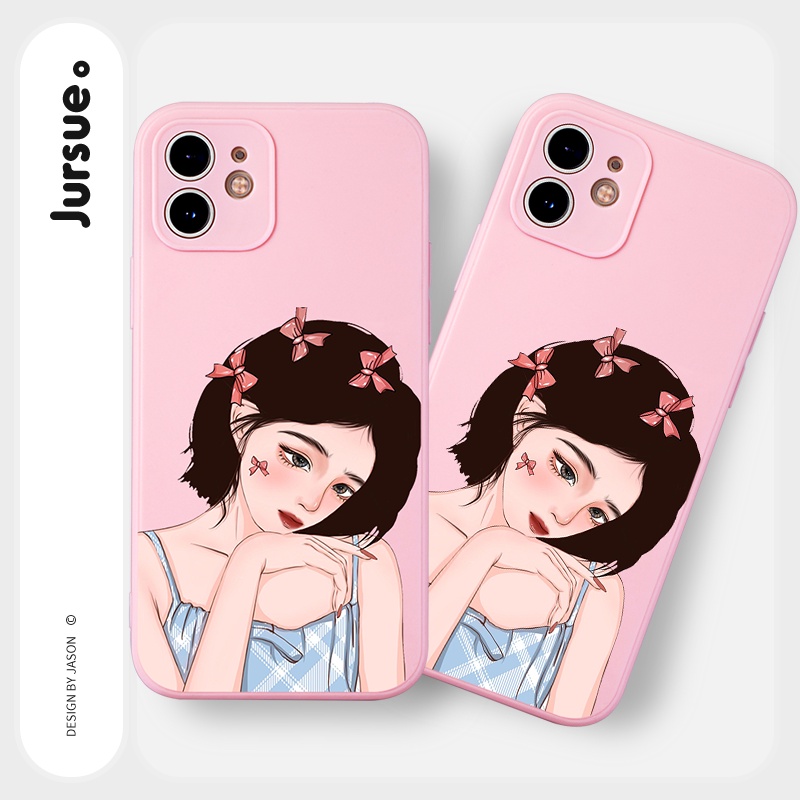 Ốp lưng JURSUE mềm hoạt hình dễ thương đẹp cho iPhone 13 12 11 Pro Max SE 2020 X XR XS 8 7 ip 6S 6 Plus Y2035