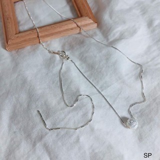 Dây chuyền bạc xuyên tâm xỏ đá phong thủy