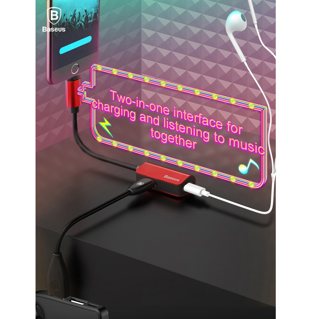 Jack Chuyển đổi Iphone 💎 Vừa Sạc Vừa Nghe💎 Hàng chính hãng Baseus L37 - BH 12 Tháng Chính Hãng