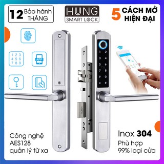 APP tiếng Việt, Khóa vân tay cửa nhôm chống trộm thông minh, 5 chức năng mở cửa, Bảo hành 12 tháng
