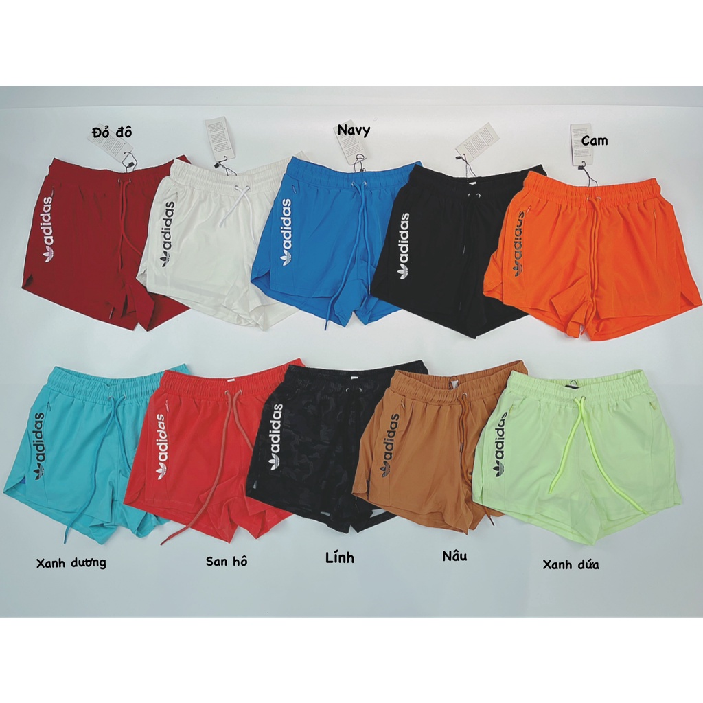 Quần Boxer 2 Lớp Thể Thao Nữ In Chữ, Có Túi Kéo 2 Bên, Chất Xi Dù