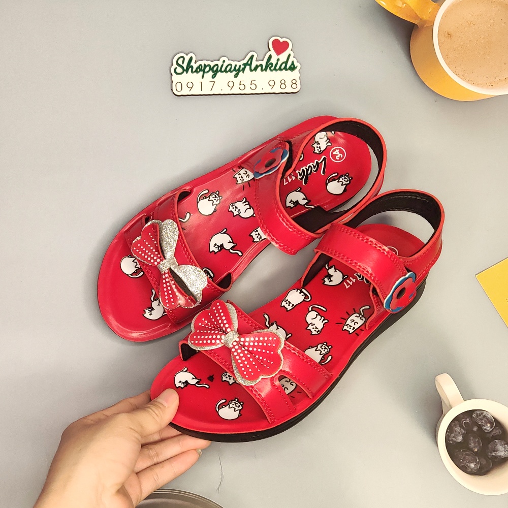 Giày sandal cho bé gái da pu hàng đẹp giá rẻ nơ xinh