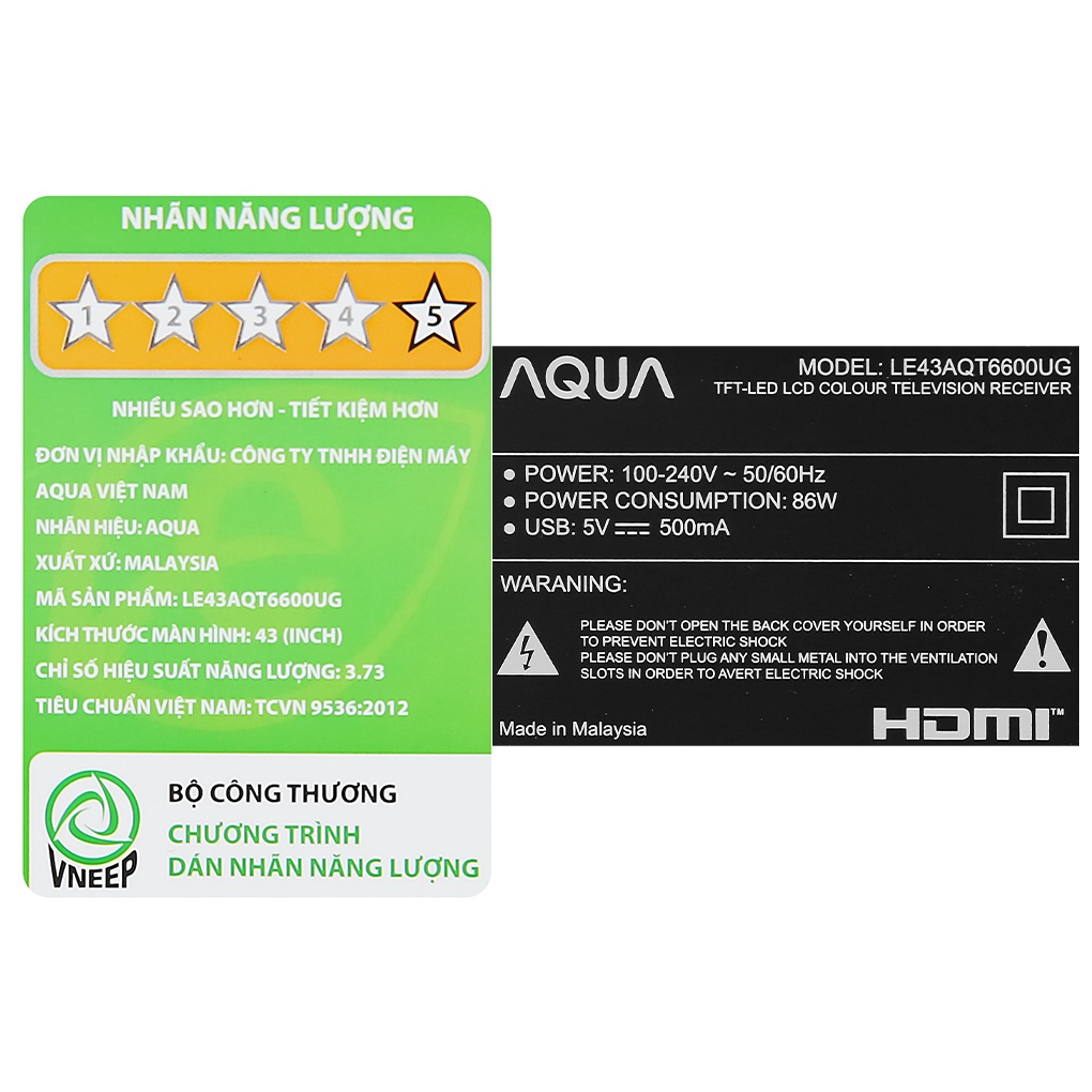 [FREESHIP] Android Tivi AQUA 4K 43 inch LE43AQT6600UG | BigBuy360 - bigbuy360.vn