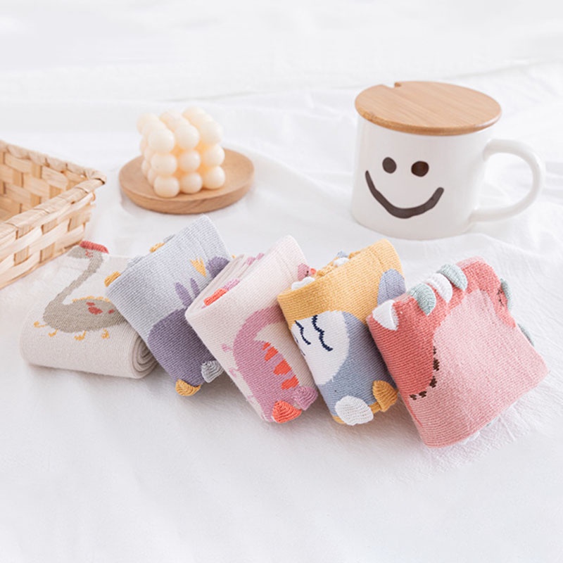 Vớ cotton trẻ em dài đến gối giữ ấm mùa đông họa tiết động vật hoạt hình