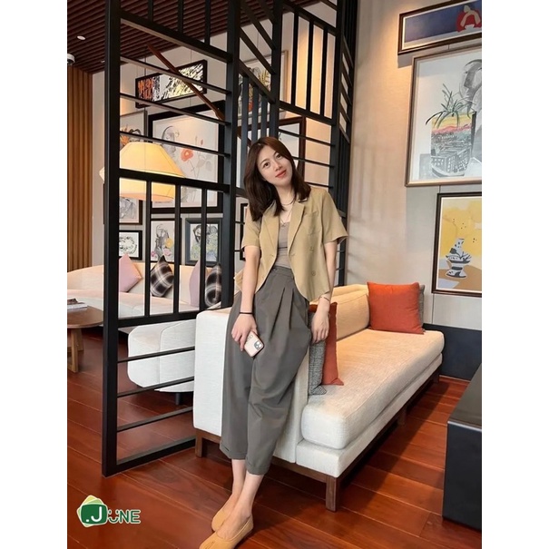 Set Vest cộc tay AN21 + Quần Baggy Thụng QN34