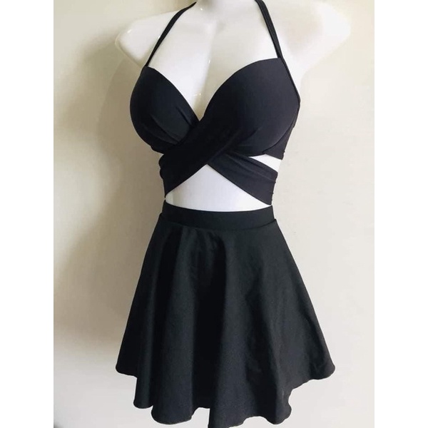Bikini đi biển 2 mảnh áo váy- Đồ bơi nữ Áo tắm nâng ngực cột chéo váy xoè- shopnabi