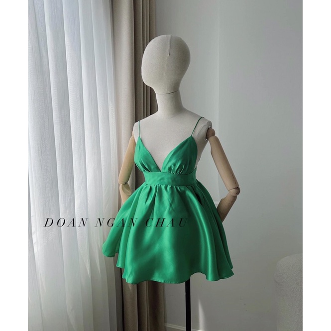 Đầm xoè 2 dây cúp ngực xếp ly