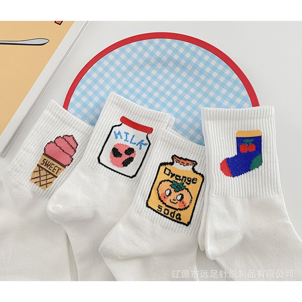 TẤT cao cổ TRẮNG DỆT MILK SWEET