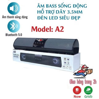 Loa bluetooth không dây a2 loa mini có led siêu bass hỗ trợ tf , đài fm, usb,aux 3.5