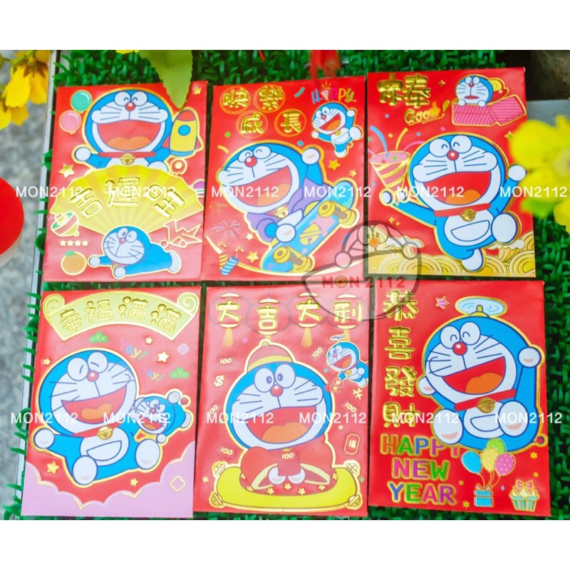 BAO LÌ XÌ SIZE NGẮN BỘ 6 CÁI DORAEMON DOREMON