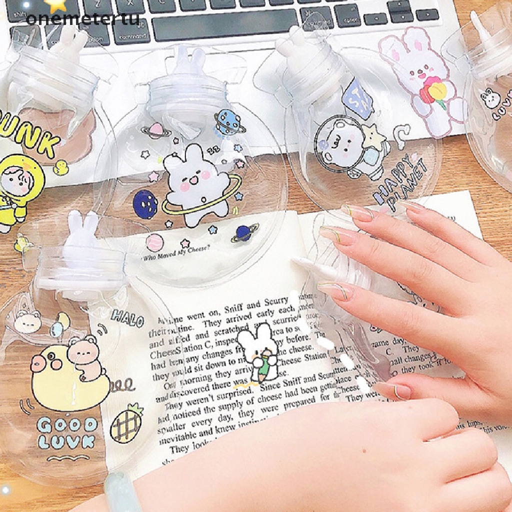 Túi Chườm Nước Nóng Mini Trong Suốt Họa Tiết Hoạt Hình Dễ Thương