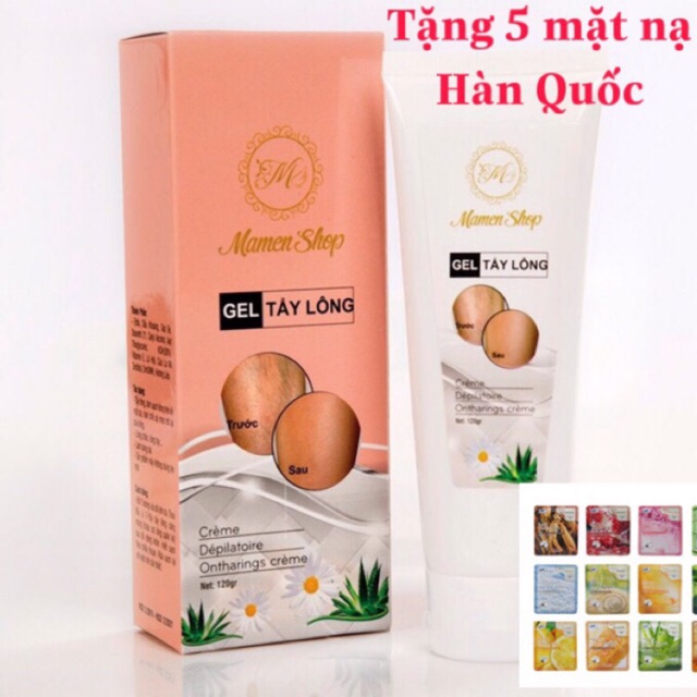 Combo 2 Kem Tẩy Lông Vĩnh Viễn Mamen Shop 120ml ( Chính Hãng) Tặng 3 mặt nạ Hàn Quốc