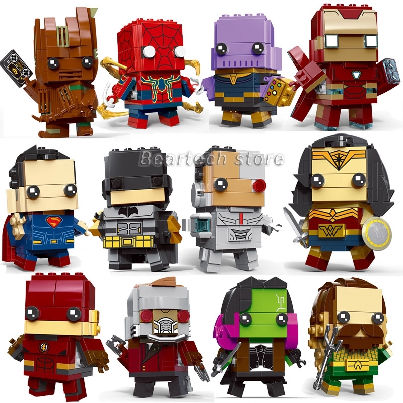Brickheadz SuperHero IronMan Marvel Super Heroes Superman Batman Figure Building Block Brick Fit Lego DC Avengers Toys