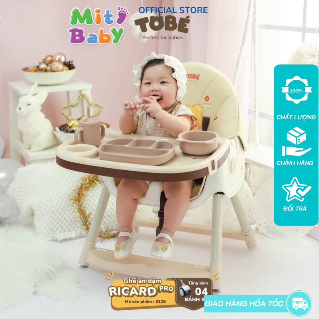 Ghế ăn dặm gấp gọn cho bé, ghế ăn dặm Ricard Pro( tặng kèm 4 bánh xe)