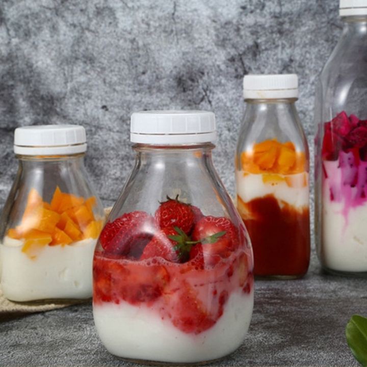 Bình thuỷ tinh VUÔNG LÙN  300-500ml nắp nhựa vặn đen trắng đựng sữa hạt nước ép dễ vệ sinh [ RẺ VÔ ĐỊCH ] | BigBuy360 - bigbuy360.vn