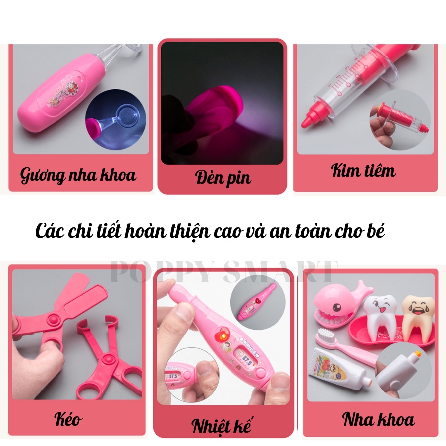 Đồ Chơi Bác Sĩ Dụng Cụ Y Tế Bác Sĩ Y Tá Nha Sĩ Khám Răng Cho Trẻ Em  - Đồ Chơi Giáo Dục Cho Bé Trai Bé Gái