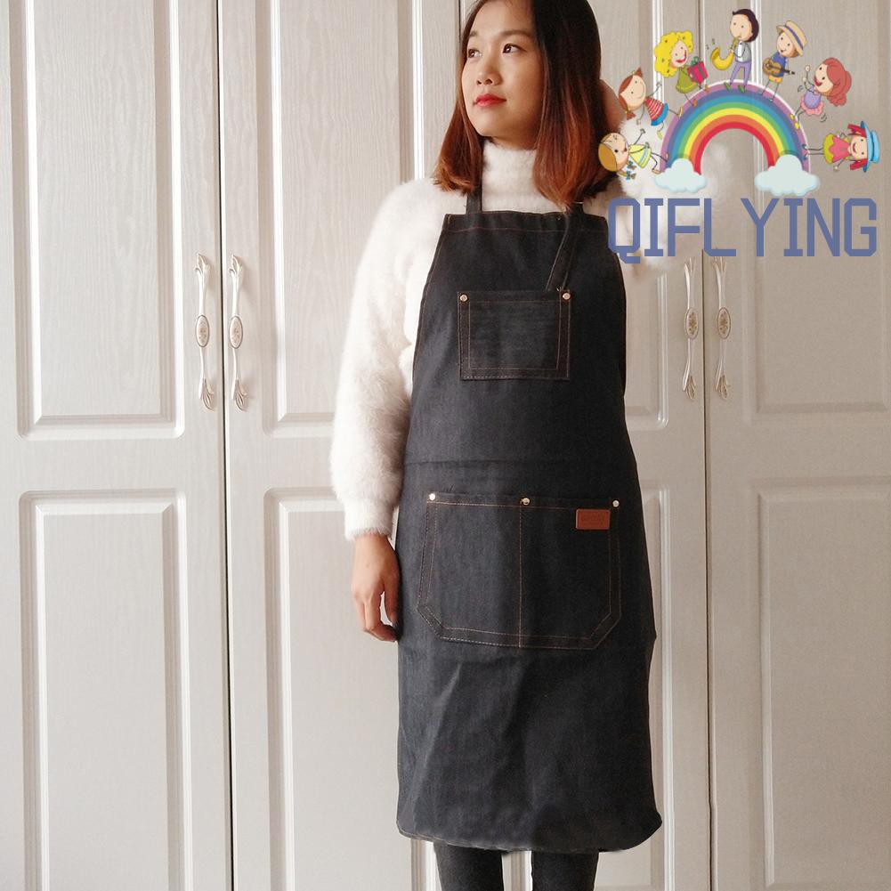 Tạp dề cắt tóc denim có thể điều chỉnh chuyên dụng cho cửa tiệm