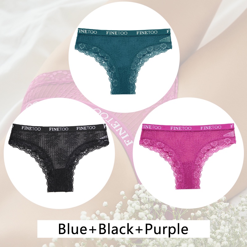 Bộ 3 Quần Lót Phối Ren Quyến Rũ Size S-XL Dành Cho Nữ