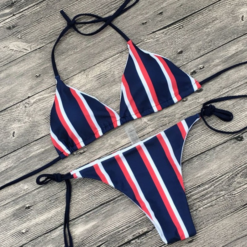 FREESHIP ĐƠN 99K_ Set bikini kẻ sọc quyến rũ có mút nâng ngực