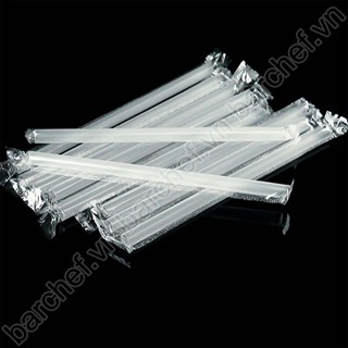 200g ống Hút Trà Sữa trắng phi 12 có màng bọc