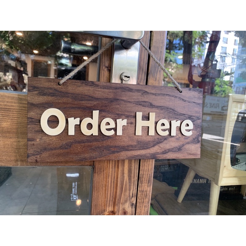 HCM | Bảng gỗ treo gọi món tại quầy, Bảng gỗ decor Oder Here LUXI DECOR HCM