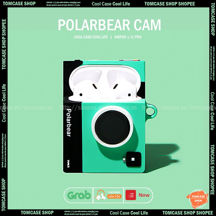 Ốp Vỏ Case Airpod 2/pro/3/1, bảo vệ bao đựng tai nghe bluetooth ốp/Airpod 2/pro, hình máy ảnh POLARBEAR CAM- TOM CASE