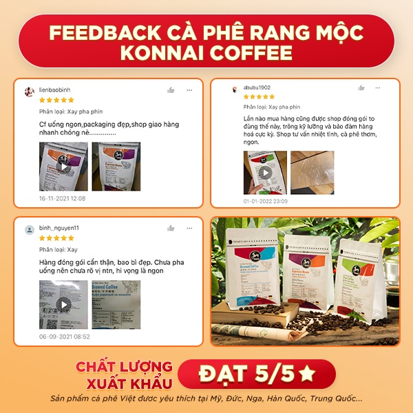 Cà phê Robusta Tây Nguyên rang nguyên chất đậm đà hậu vị ngọt pha phin pha máy Drip Konnai Coffee