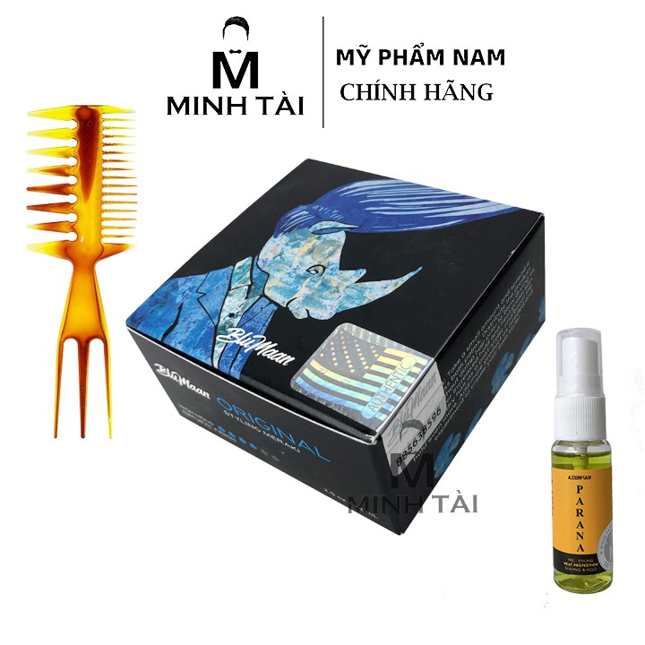 Sáp Vuốt Tóc Nam BLUMAAN Original Meraki Tê Giác 74ml + Xịt Dưỡng Tóc AZENMAN Parana 20ml + Lược Chải Tóc Texture