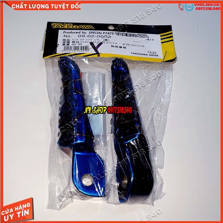 GÁC CHÂN SAU TAKEGAWA JAPAN NHÔM NGUYÊN KHỐI CHO HONDA - YAMAHA  ( MÀU XANH TITAN) Ảnh thật Sp