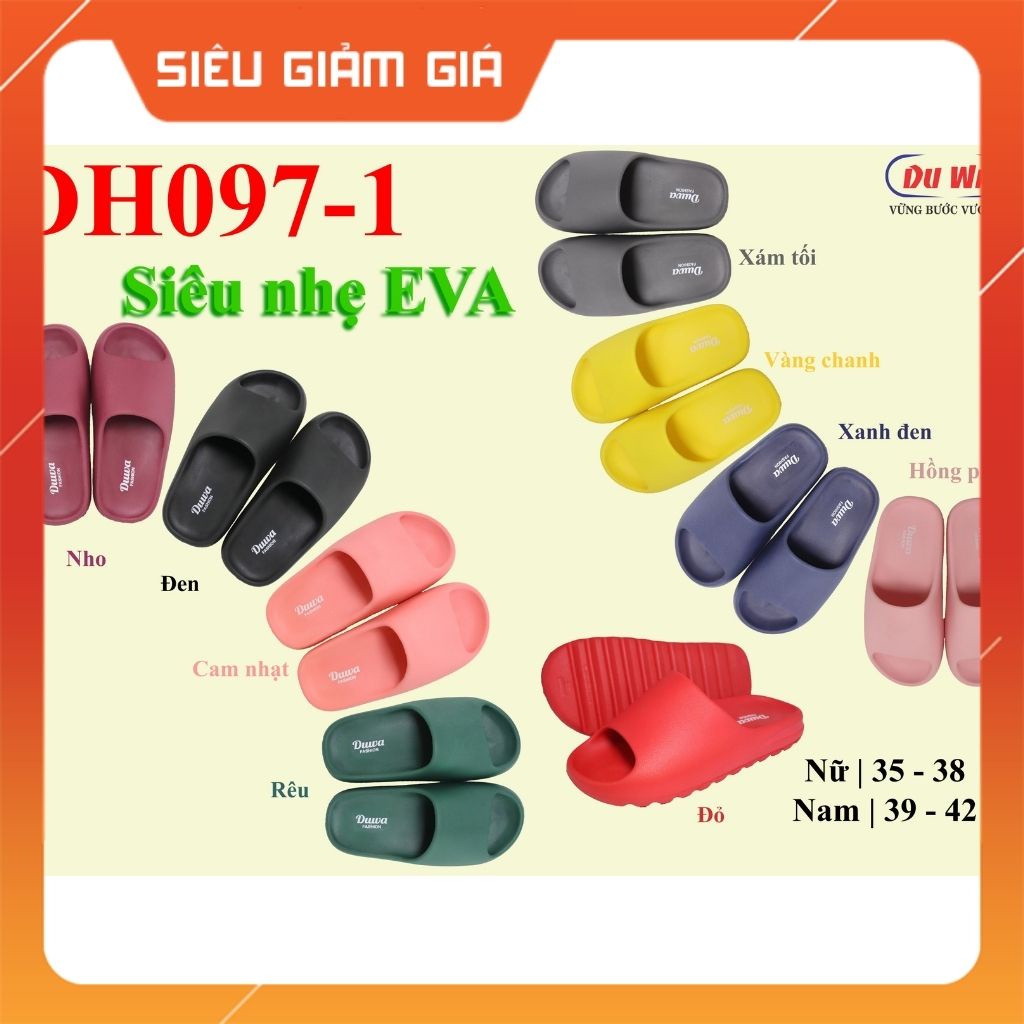 Dép bánh mì nữ quai ngang full màu Duwa, DH0971 đế tăng chiều cao, siêu nhẹ nhiều màu sắc