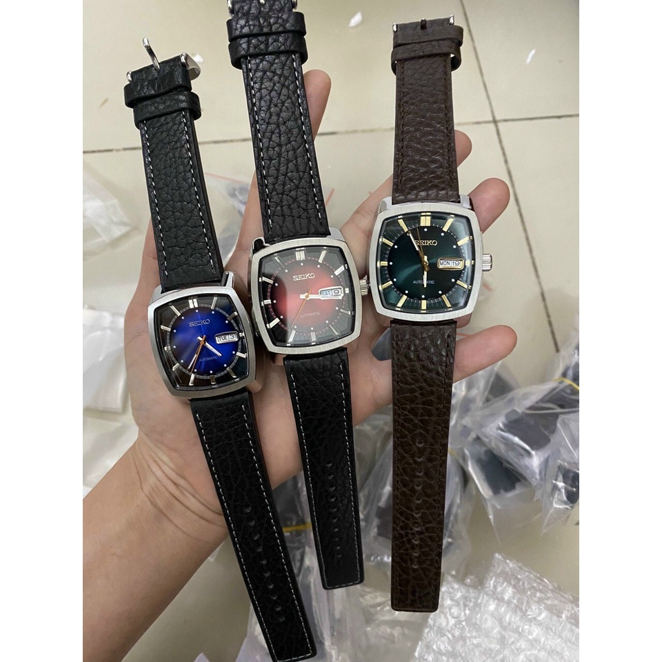Đồng hồ nam seiko recraft automatic mặt vuông- dây da - size 40mm