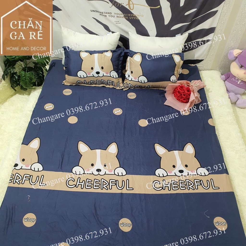 Bộ ga gối bò sữa cottong poly đủ kích thước m6 m8 2m | BigBuy360 - bigbuy360.vn