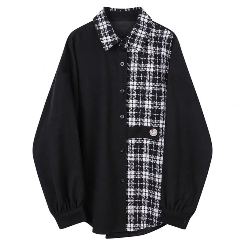 Khoác sơmi mix dạ tweed