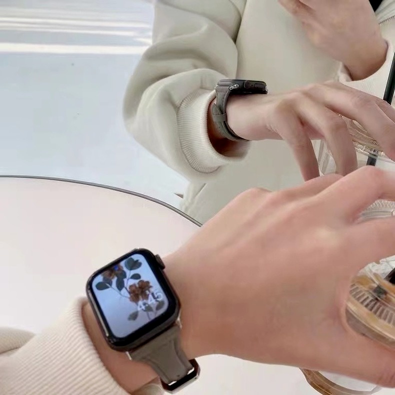 Dây đeo bằng da mỏng thích hợp cho đồng hồ thông minh Apple Watch series 1/2/3 42mm 38mm 4 5 40mm 44mm