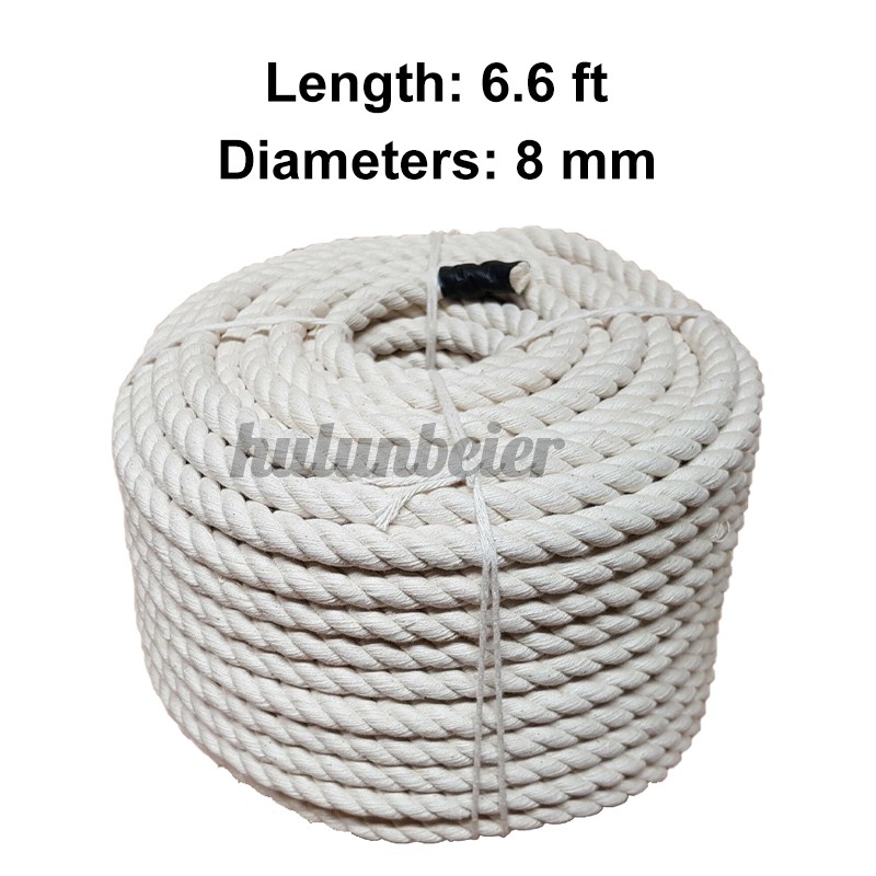 Dây Thừng Cotton 3 Sợi 8mm Màu Trắng Tự Nhiên Trang Trí Thủ Công