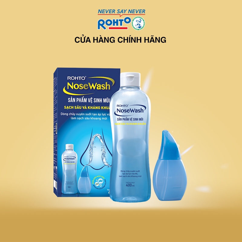 Bộ sản phẩm vệ sinh mũi Rohto NoseWash (1 bình vệ sinh mũi Easy Shower và 1 bình dung dịch 400 ml)