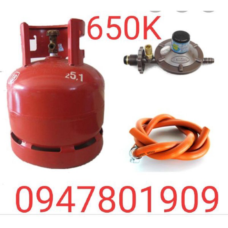 Bộ bình gas 6Kg Van dây ngắt gas an toàn