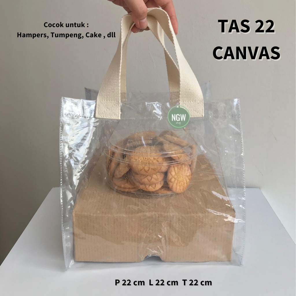 Hình ảnh Túi Vải canvas Tay Cầm PVC 22x22x20 Đựng Bánh Kem Sinh Nhật #2
