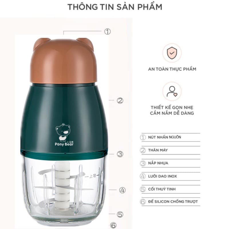 Máy xay đa năng HATTIECS/TOPWOW 0.3L, máy xay ăn dặm cho bé