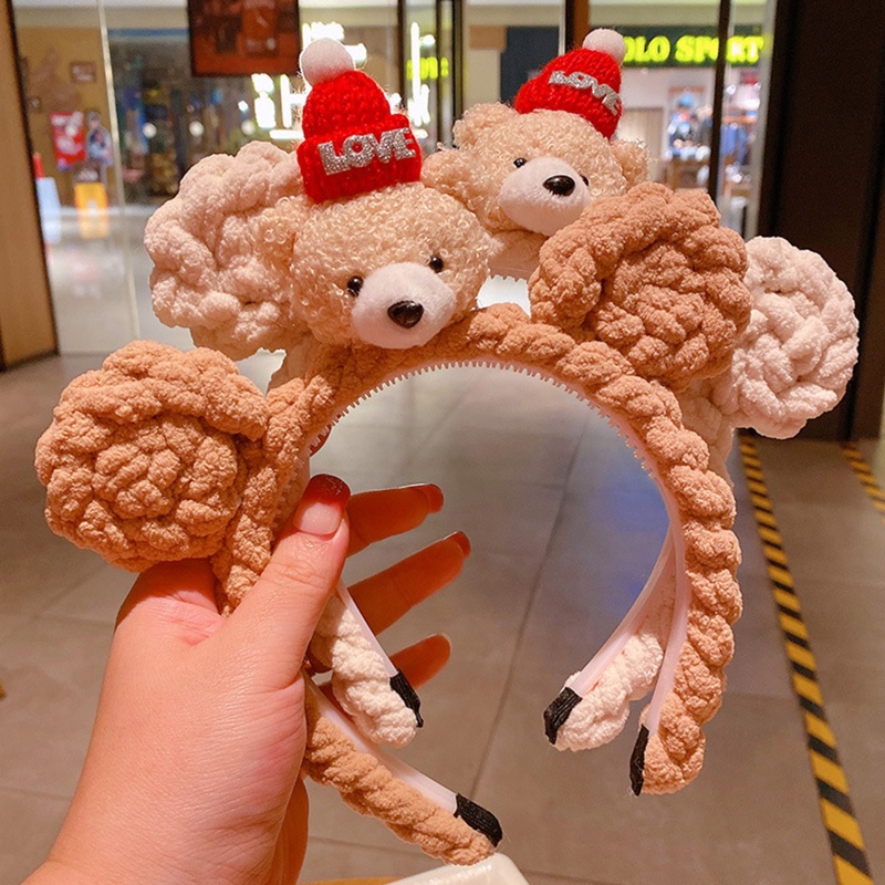 Băng Đô Cài Tóc Hình Tai Gấu Bông Đáng Yêu