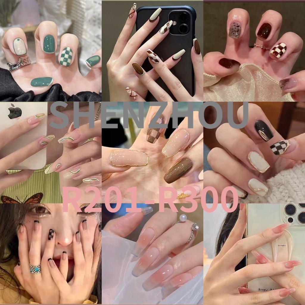 Bộ 24 Móng Tay Giả R201-R300 Chống Thấm Nước Kèm Keo Dán Tiện Dụng