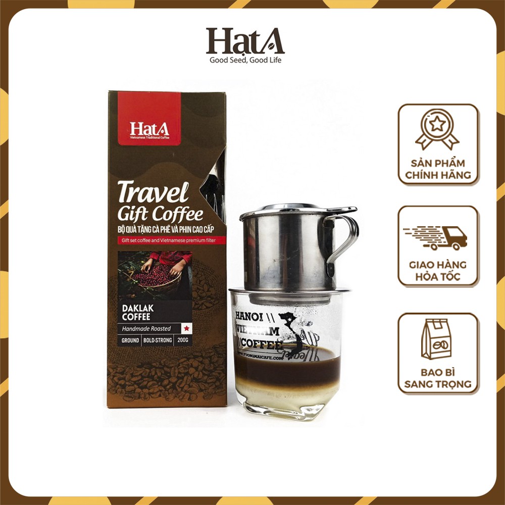 Cà phê rang xay Hạt A Cafe Travel Gift Coffee 100% hạt Robusta Dak Lak nguyên chất 200gr