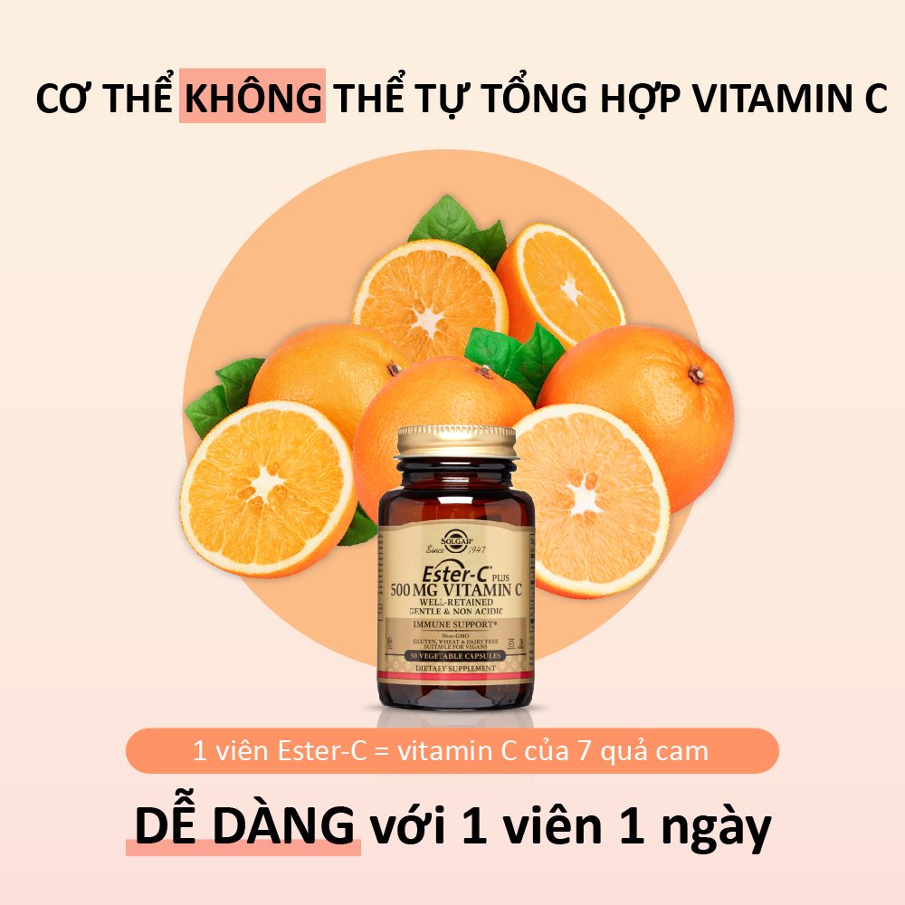 Viên Uống Solgar Ester-C Plus -Vitamin C Thế Hệ Mới, Không Kích Ứng Dạ Dày,Hấp Thu Nhanh [50 viên]