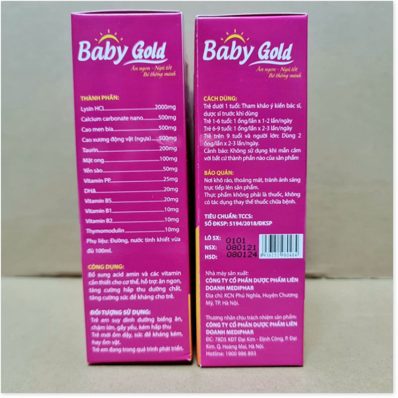 Baby Gold ăn ngon giúp bé ngủ tốt, bé ăn ngon, ngủ ngon, kích thích bé ăn nhiều hơn - Hộp 20 ống
