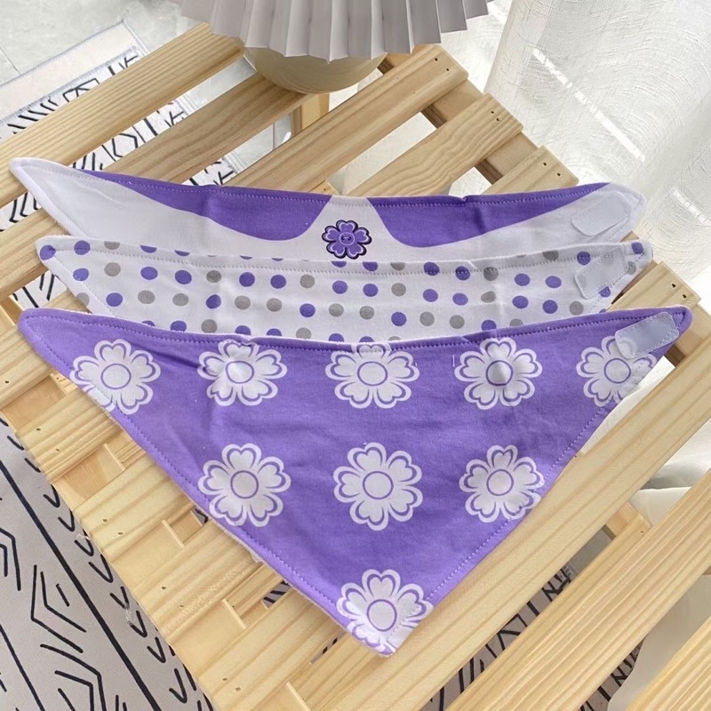 Xuất dư Pháp!!! Set 3 Yếm tam giác giữ ấm cổ, yếm ăn cho bé 0-  5 tuổi xuất dư cotton 100%