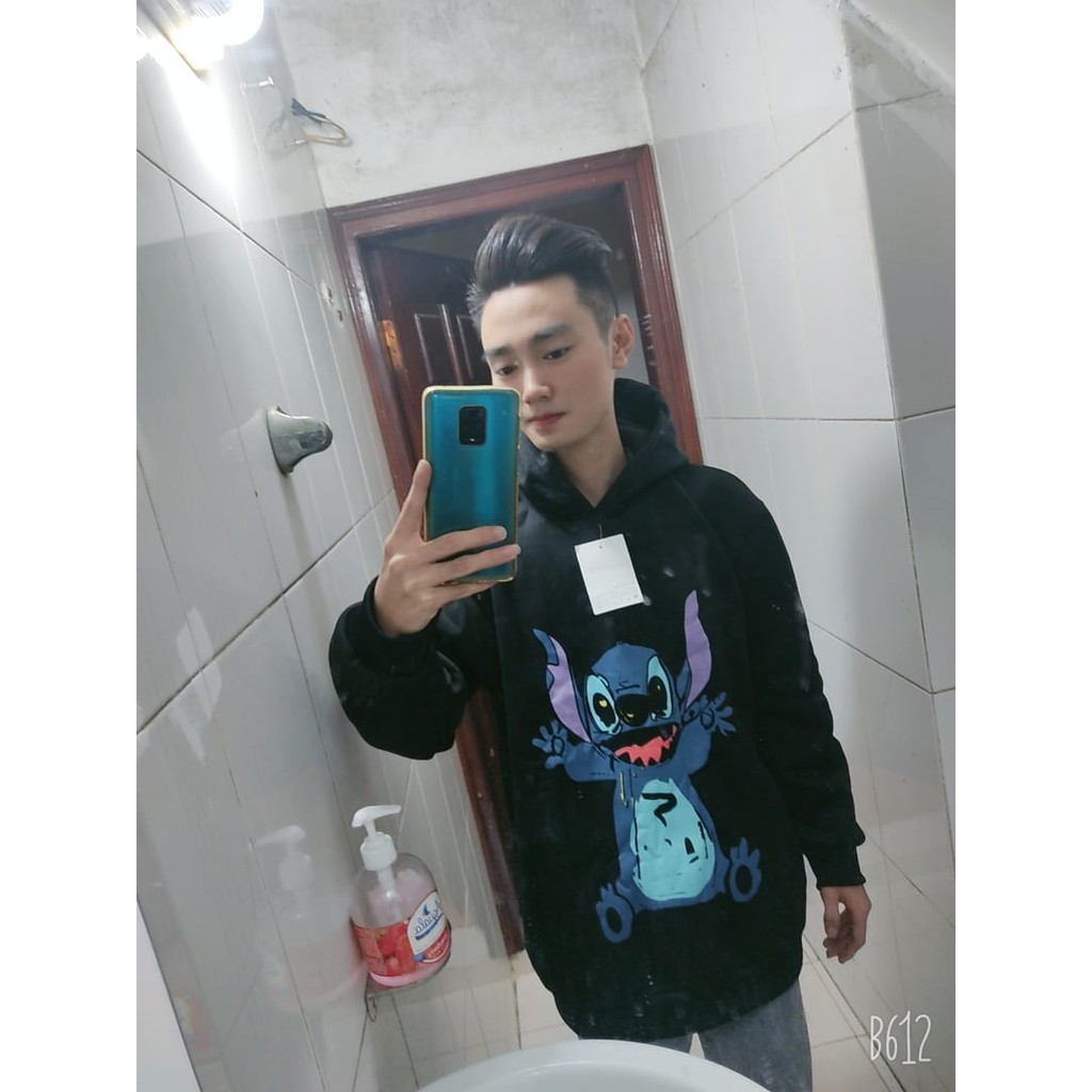 Áo hoodie Unisex Chuột Stitch chất liệu nỉ bông xuất Hàn cao cấp (có ảnh thật)